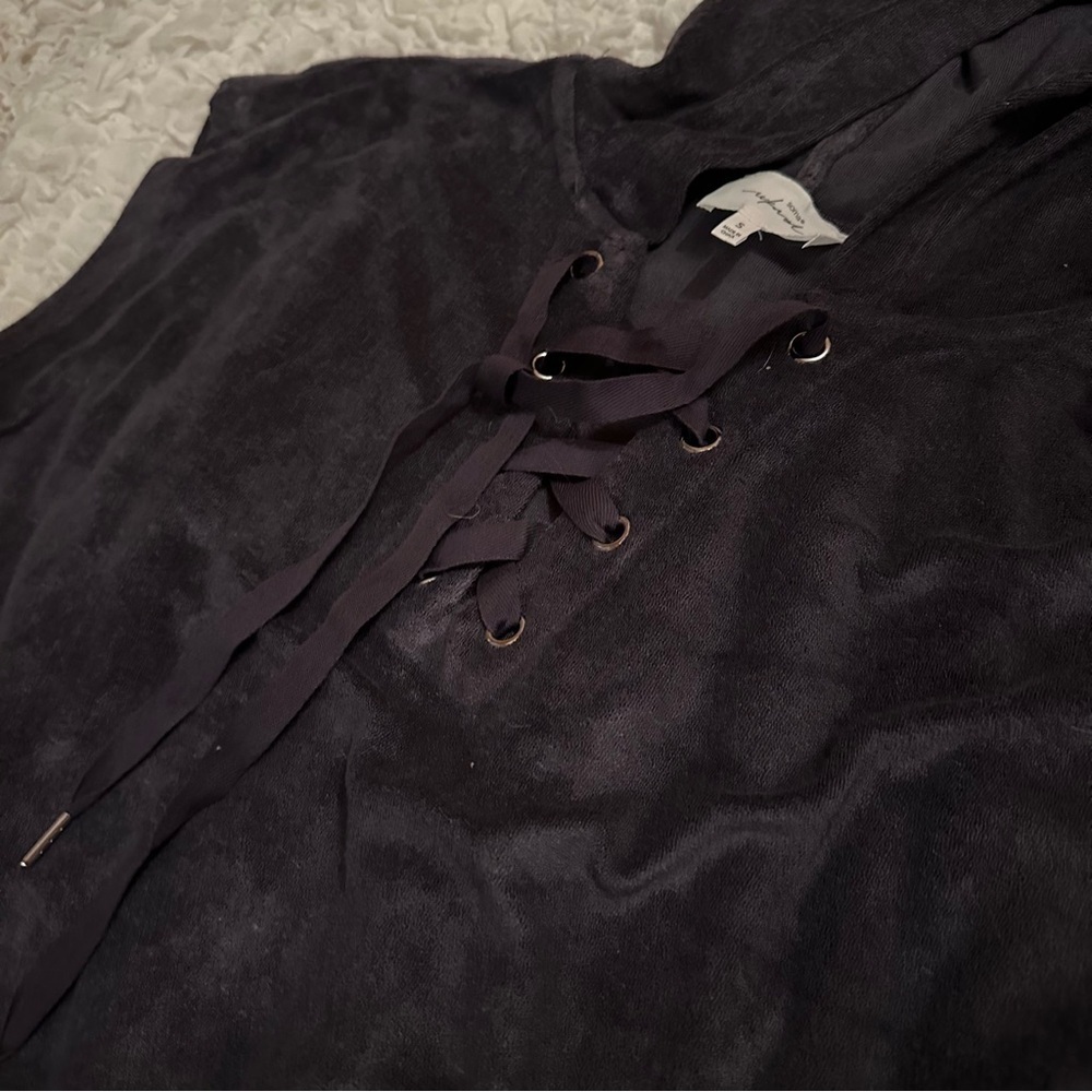 Soma Weekend Terry Sweatshirt Dress Small Gray Hooded Lounge Dress - Picture 7 of 8